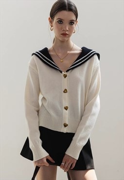 Women's navy collar sweater jacket AW Vol.2