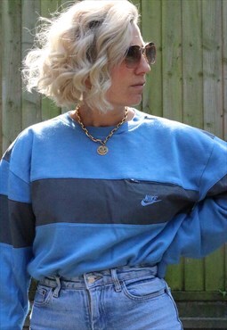 Vintage 1980s Nike low key embroidered blue sweatshirt