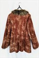 Y2K RETRO BROWN FAUX SUEDE & FAUX FUR PENNY LANE SHERPA COAT