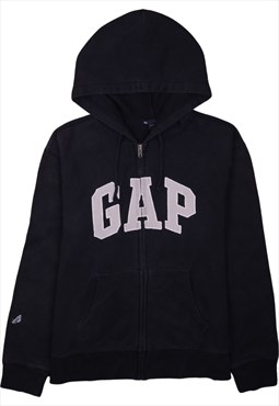 Vintage 90's Gap Hoodie Spellout Full Zip Up Navy Blue Large