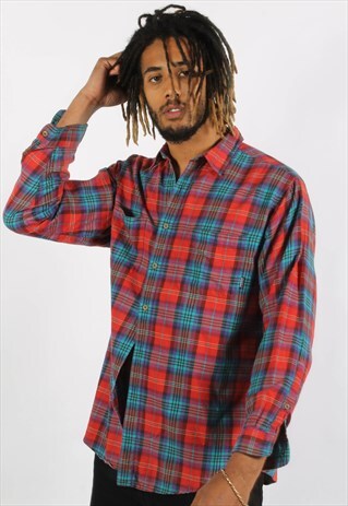 VINTAGE PATAGONIA CHECK FLANNEL SHIRT RED