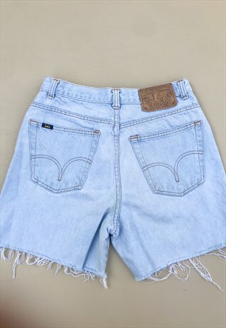VINTAGE HIGH RISE PALE BLUE MOM SHORTS