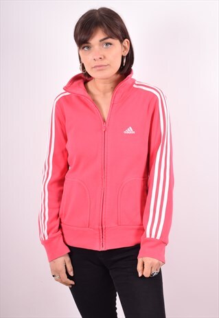 ADIDAS WOMENS VINTAGE TRACKSUIT TOP JACKET SMALL PINK 90S
