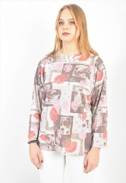 Vintage long sleeve top in abstract print