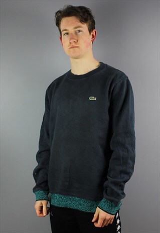 VINTAGE LACOSTE SWEATSHIRT IN NAVY WITH EMBROIDERY