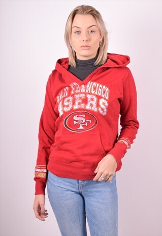 SF 49ERS WOMENS VINTAGE NFL HOODIE JUMPER MEDIUM RED 90S