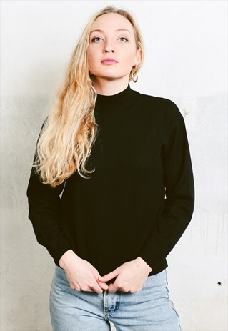 VINTAGE 70S BLACK MOCK NECK SWEATER