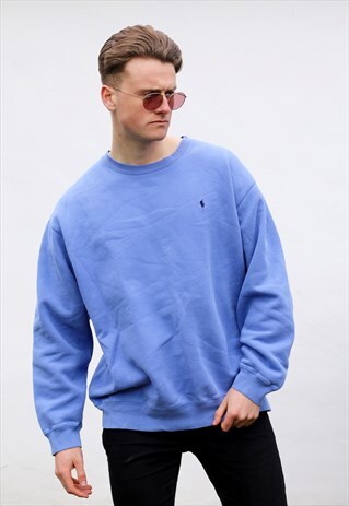 RALPH LAUREN USA MINIMALIST CORNFLOWER BLUE SWEATSHIRT