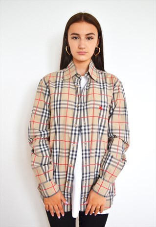 VTG BURBERRY NOVA CHECK LONG SLEEVED BOYFRIEND SHIRT