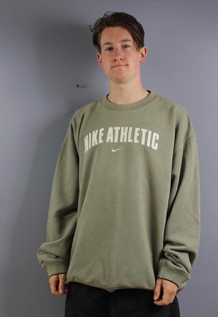 VINTAGE NIKE ATHLETIC SWEATSHIRT JUMPER IN BROWN WITH EMBROI