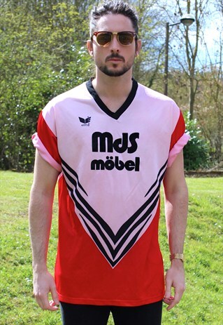 VINTAGE 80S ERIMA SOCCER JERSEY - LARGE - RARE - W. GERMAN