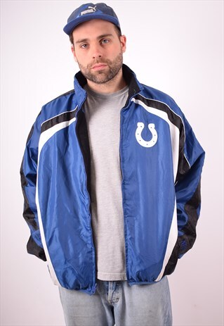 NFL MENS VINTAGE REVERSIBLE JACKET LARGE BLUE 90S