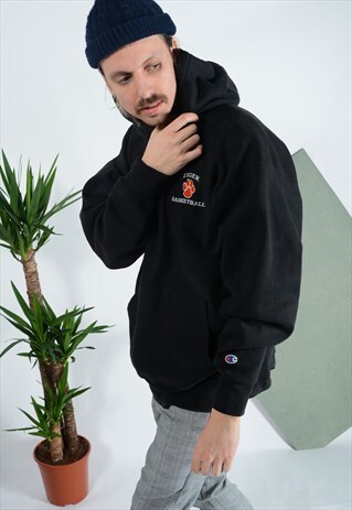 VINTAGE CHAMPION HOODIE IN BLACK