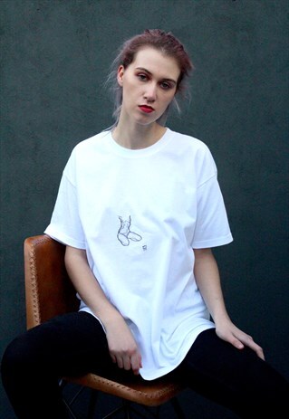 HAND PAINTED UNISEX NUDE T SHIRT