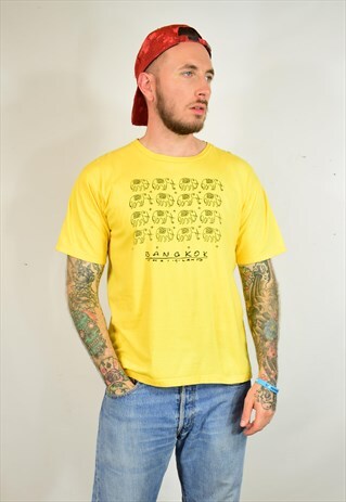VINTAGE 90S BANGKOK YELLOW SOUVENIR FUNKY FESTIVAL T SHIRT