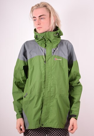 BERGHAUS MENS VINTAGE RAIN JACKET LARGE GREEN 90S