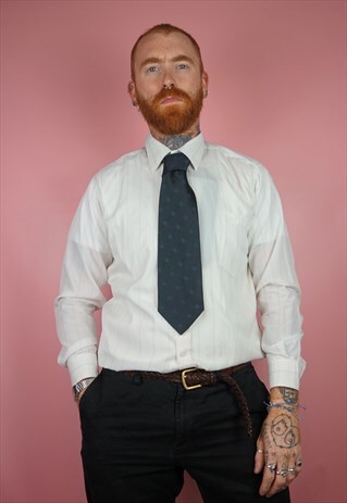 VINTAGE 1970S DARK BLUE PATTERN TIE
