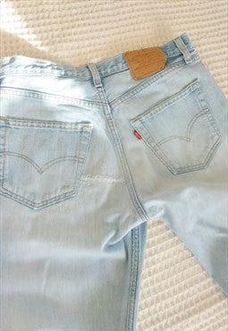 Vintage 501 Light Blue Distressed Levi Jeans UK 8-10