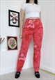 Vintage Pink Floral Jeans