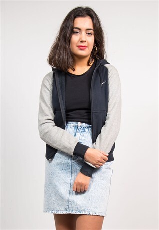 VINTAGE 90'S BLACK NIKE ZIP SWEATSHIRT HOODIE