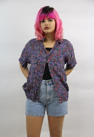 VINTAGE 90'S PURPLE DETAILED SHIRT