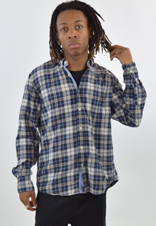 VINTAGE 90S BLUE CHECKERED TOMMY HILFIGER SHIRT
