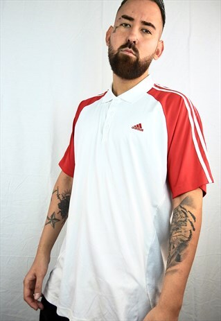 VINTAGE RED & WHITE ADIDAS POLO SPORT