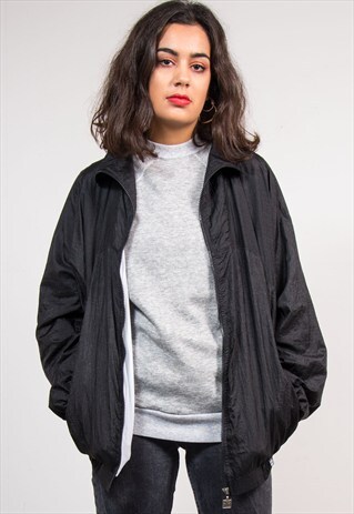 90'S VINTAGE BLACK SHELLSUIT TRACKSUIT JACKET