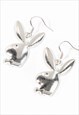 SILVER PLAYBOY BUNNY Y2K EARRINGS