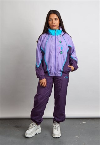 VINTAGE 80'S LOTTO PURPLE & BLUE TRACKSUIT CO-ORD