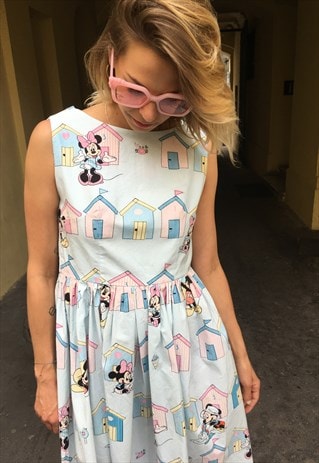 VINTAGE 90' BESPOKE PASTEL MIKI MOUSE AND MINI MOUSE DRESS