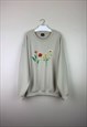 EMBROIDERED SWEATSHIRT, COTTAGE CORE, FLORAL EMBROIDERY