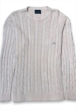 Kappa cream chunky knit long sleeved Aran jumper