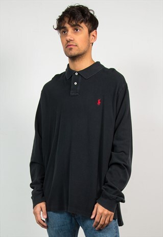 RALPH LAUREN LONG SLEEVE POLO T-SHIRT SHIRT BLACK