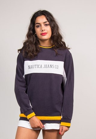 90'S VINTAGE NAUTICA NAVY BLUE SWEATSHIRT JUMPER