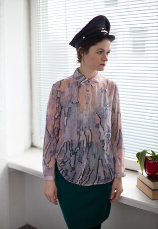 VINTAGE 90'S PASTEL ANIMAL PRINT TRANSPARENT SHIRT