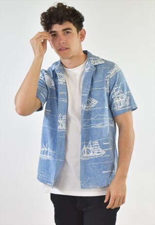 VINTAGE 90S BLUE PATTERNED SHIRT