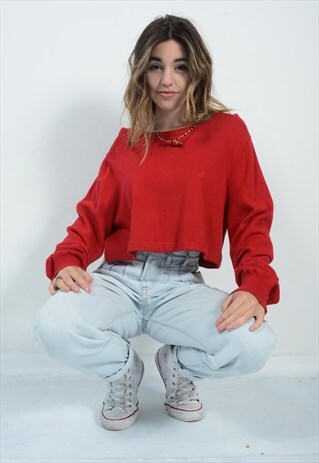 CROPPED 90S NAUTICA JUMPER IN RED WITH LOGO