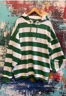 Striped Cotton Hoodie with Pockets
