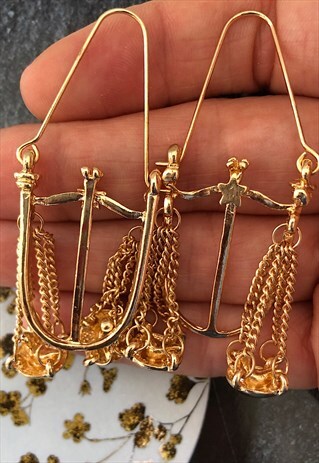 LIBRA ZODIAC 18K GOLD PLATED EARRINGS
