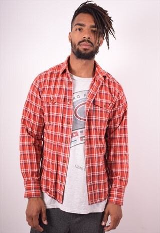 NIKE MENS VINTAGE FLANNEL SHIRT MEDIUM RED CHECK 90S