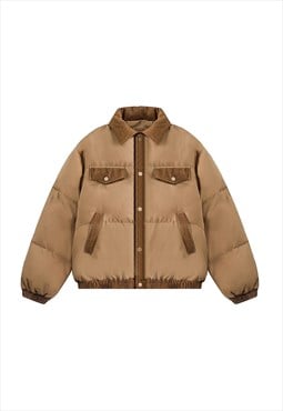 Denim collar bomber jean finish winter jacket padded coat