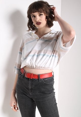 VINTAGE NAUTICA REWORKED CROP TOP WHITE