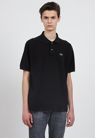 90S VINTAGE BLACK LACOSTE SHORT SLEEVE POLO SHIRT TOP