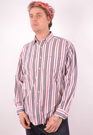 TOMMY HILFIGER MENS VINTAGE SHIRT LARGE MULTI STRIPES 90S