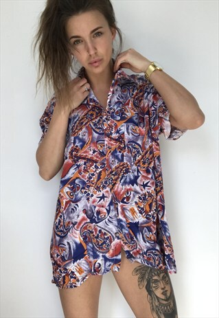 PATTERNED OVERSIZED RETRO VINTAGE UNISEX FESTIVAL SHIRT