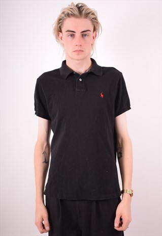 POLO RALPH LAUREN MENS VINTAGE POLO SHIRT MEDIUM BLACK 90S