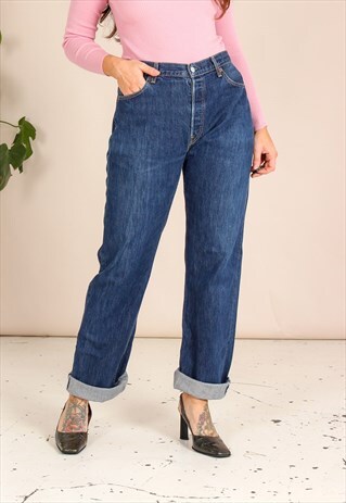 VINTAGE 90S LEVI'S HIGH WAISTED BLUE 501 JEANS 36W34L