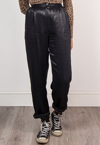 VINTAGE 90'S BLACK SPARKLY HIGH WAIST TROUSERS