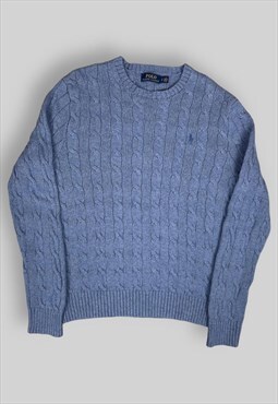 Vintage Polo Ralph Lauren Cable Knit Jumper in Blue